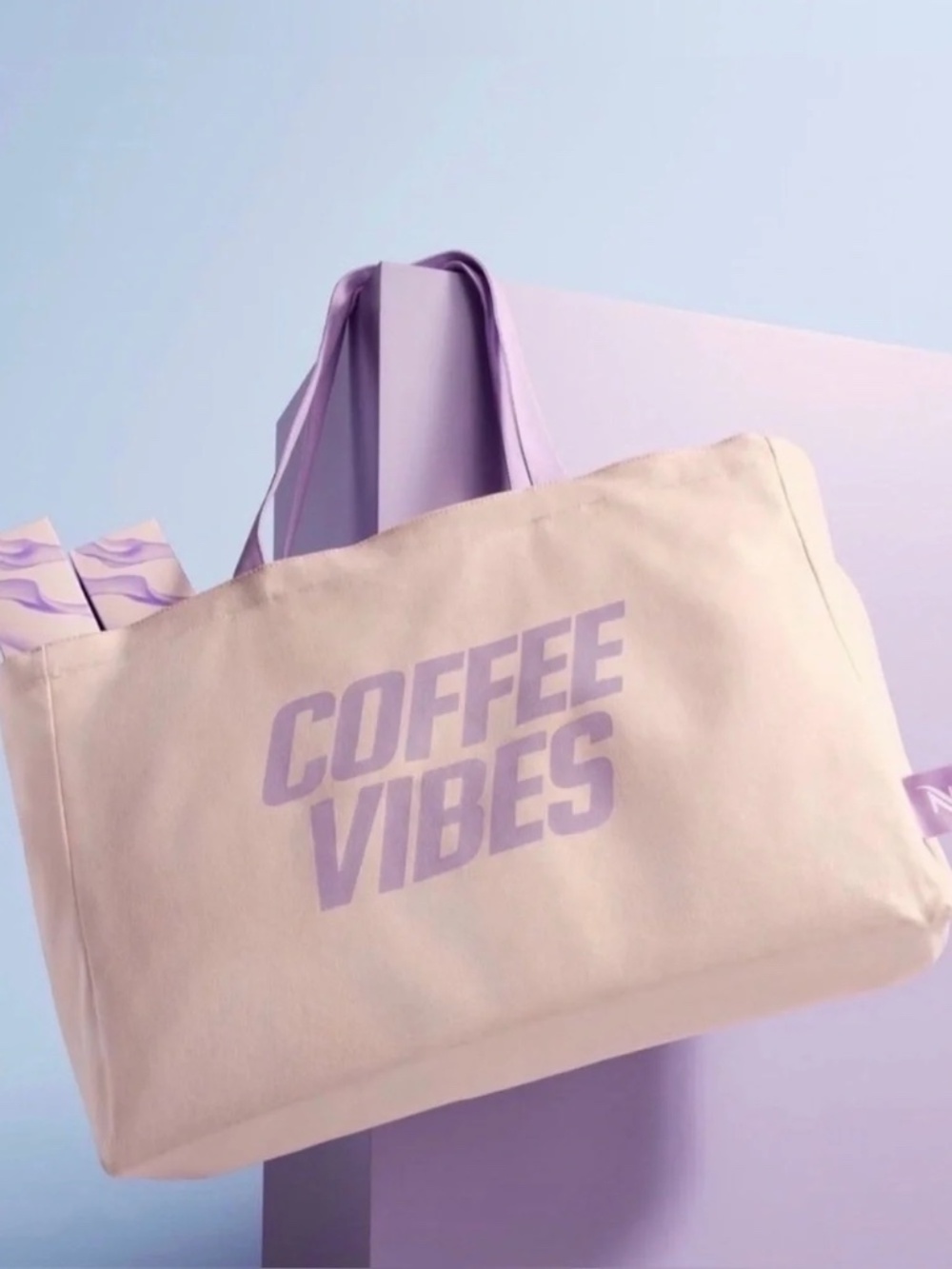 Nespresso Coffee Vibes Lavender Tote Bag NWT